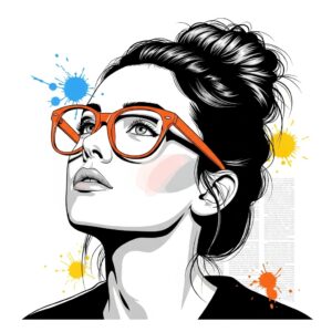 Artistic Ink Paint Portraits with Orange Glasses Shanara Toons 1