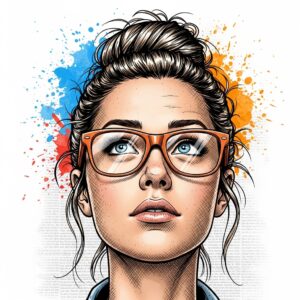 Artistic Ink Paint Portraits with Orange Glasses Shanara Toons 2