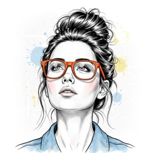 Artistic Ink Paint Portraits with Orange Glasses Shanara Toons 3