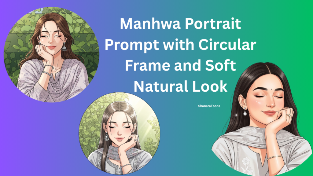 Clean Manhwa Portrait Prompt with Circular Frame and Soft Natural Look